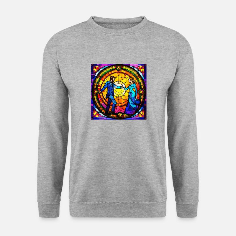 psychedelisches trippy Liebes-Design - Unisex Pullover - Weißgrau meliert