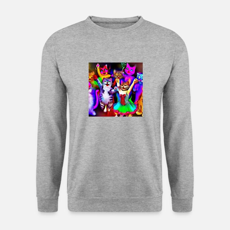Katzenkarneval - Unisex Pullover - Weißgrau meliert