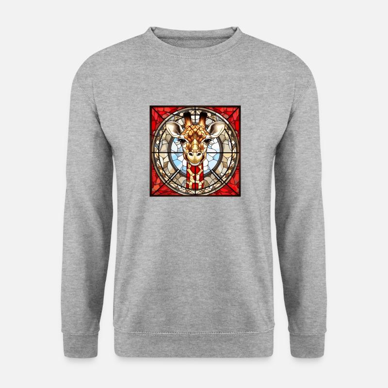 Kirchenfenster Giraffe - Unisex Pullover - Weißgrau meliert