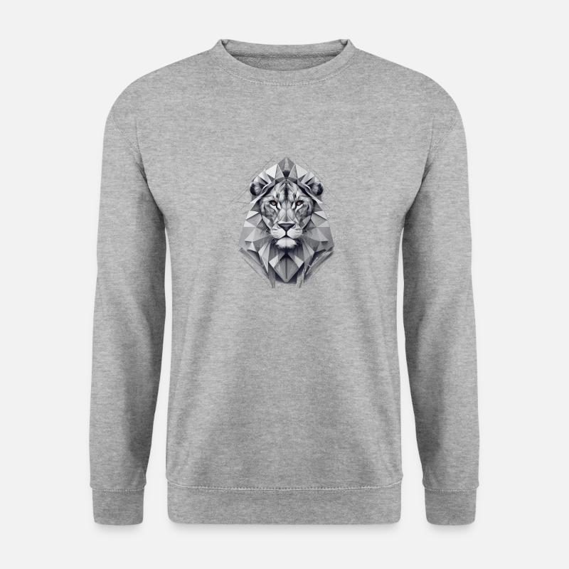 Geo_Löwe_2 - Unisex Pullover - Weißgrau meliert