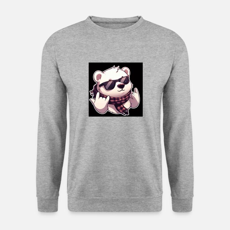 cool bär eisbär - Unisex Pullover - Weißgrau meliert