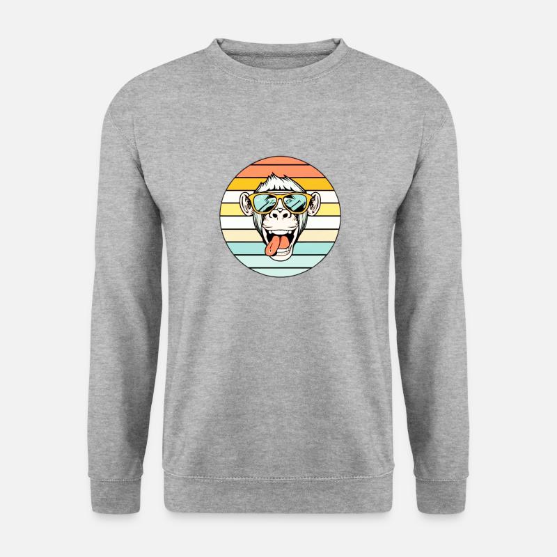 Cooler Affe - Unisex Pullover - Weißgrau meliert