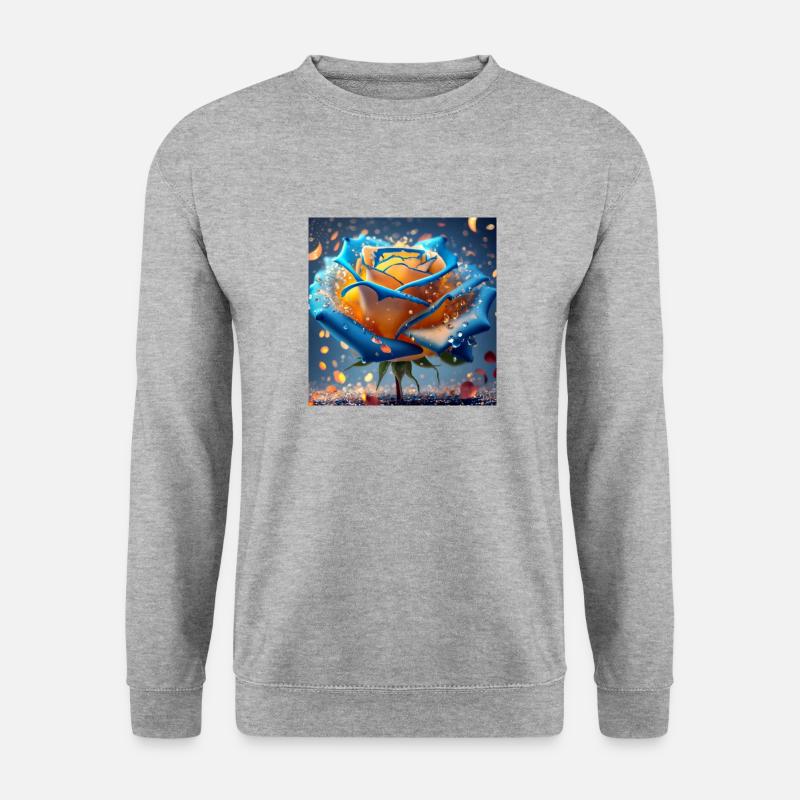 Bunte Blume - Unisex Pullover - Weißgrau meliert