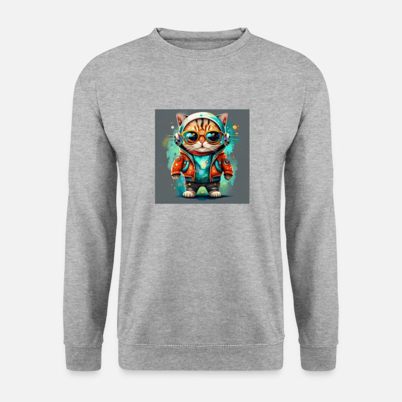 lustige Katze - Unisex Pullover - Weißgrau meliert