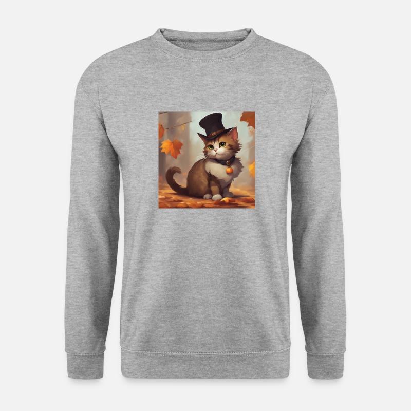 Cat Thanksgiving Hat - Unisex Pullover - Weißgrau meliert