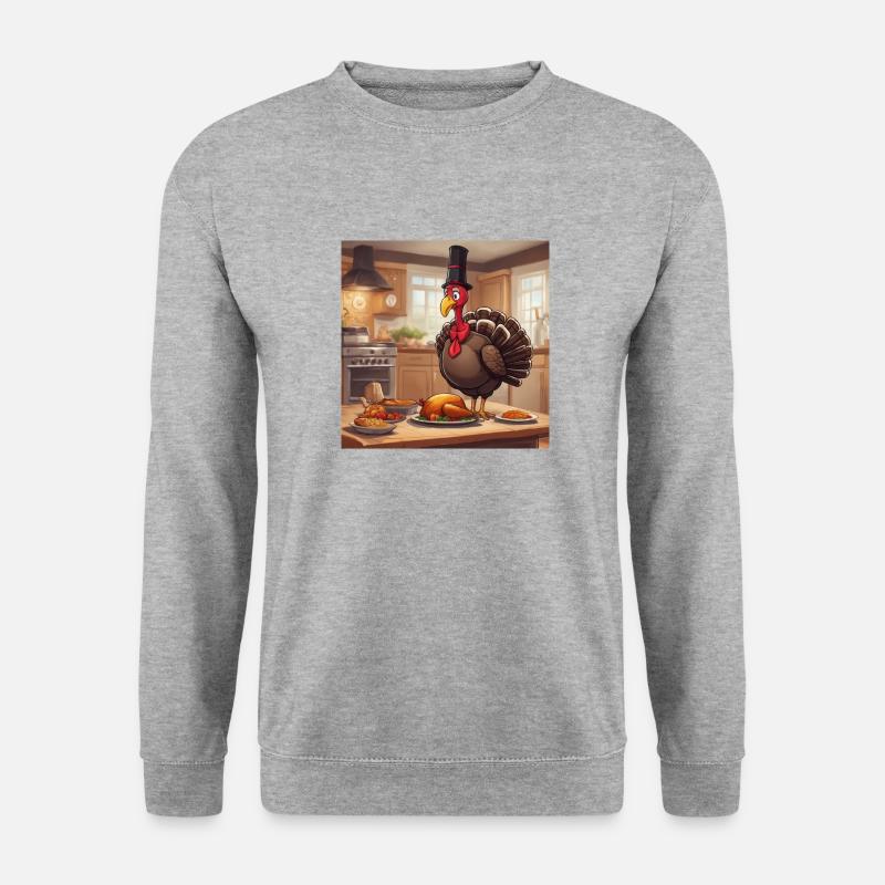 Turkey in Kitchen - Unisex Pullover - Weißgrau meliert