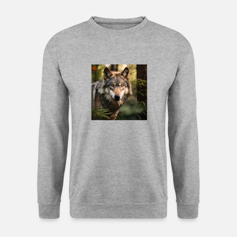 Die Kraft des Wolfes - Unisex Pullover - Weißgrau meliert