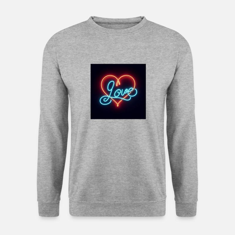 Neon Herz - Unisex Pullover - Weißgrau meliert