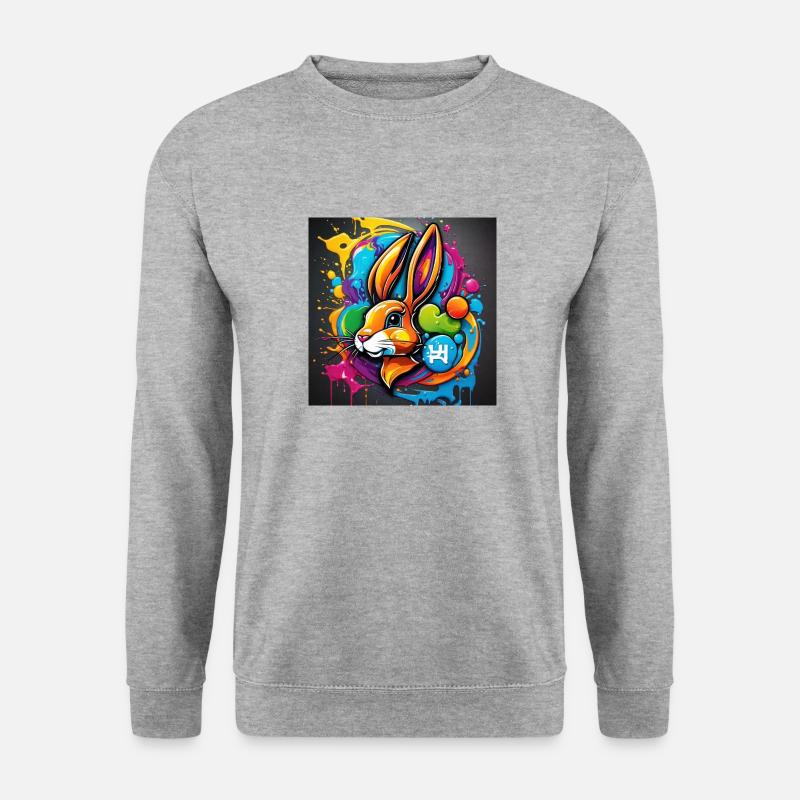 Farbkleks Hase - Unisex Pullover - Weißgrau meliert