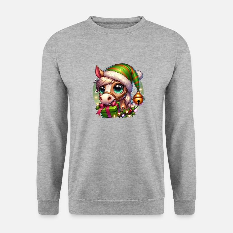 Kobold-Pferd - Unisex Pullover - Weißgrau meliert