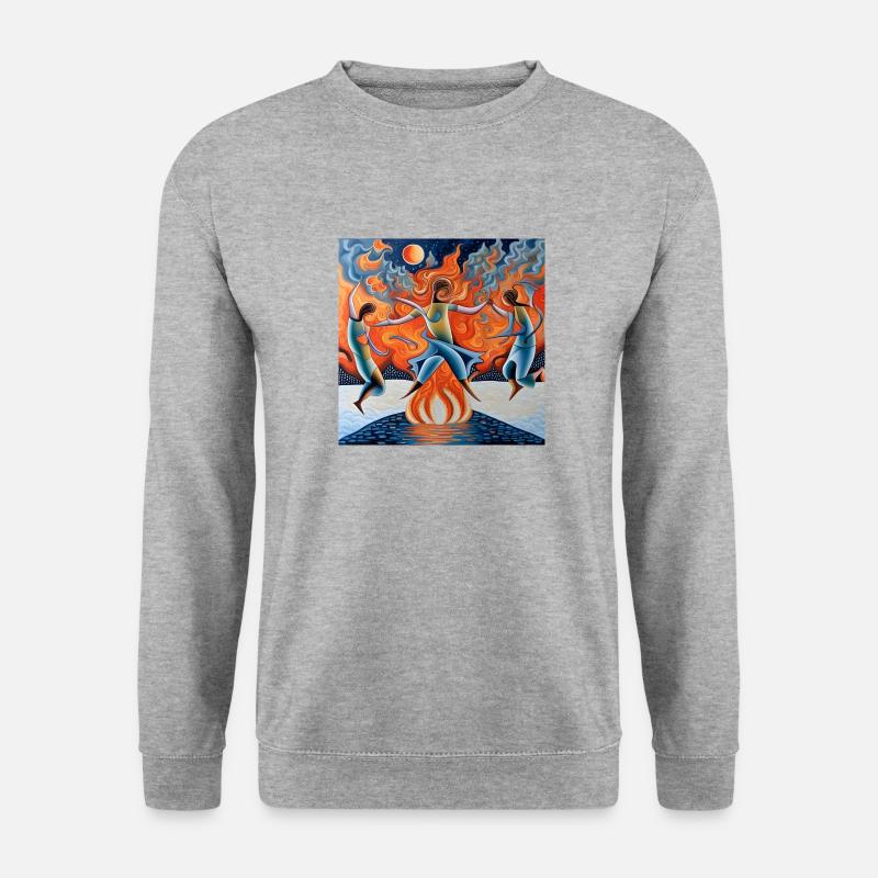 dancing around the fire - Unisex Pullover - Weißgrau meliert