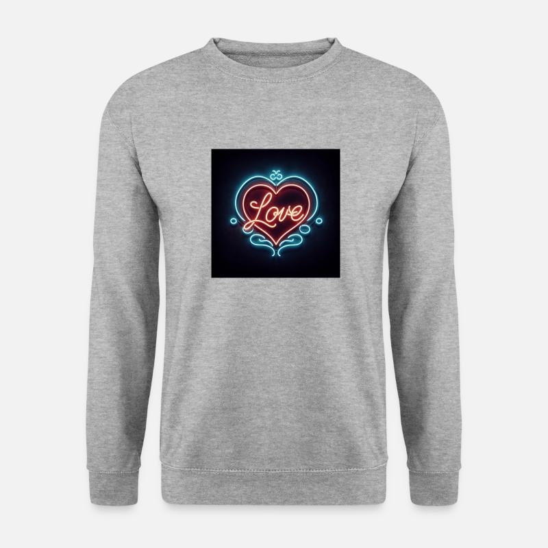 Neon Herz - Unisex Pullover - Weißgrau meliert