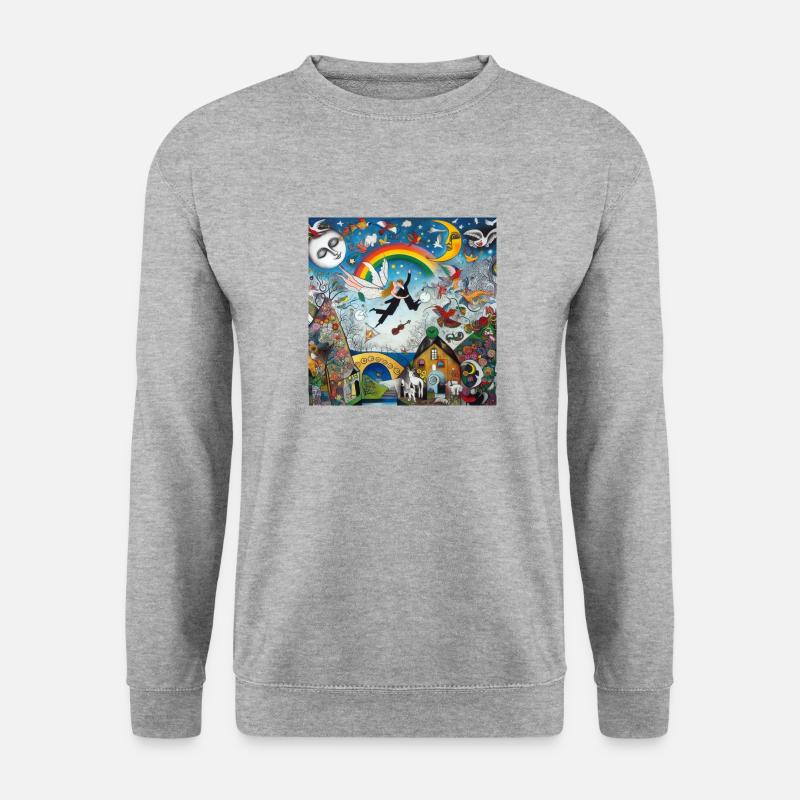 Patchwork-Chagall - Unisex Pullover - Weißgrau meliert