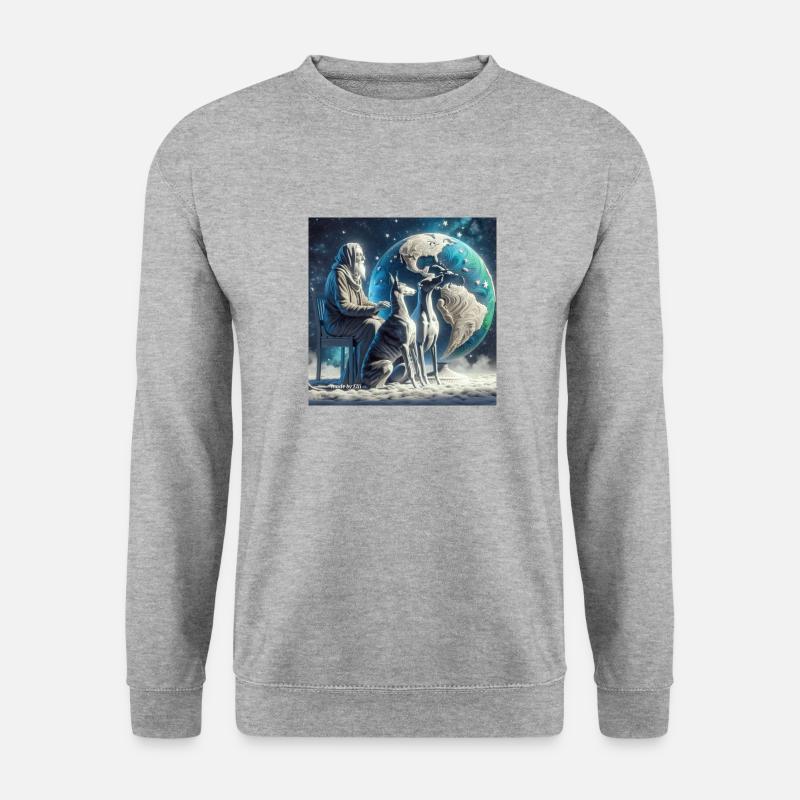 Gott erschuf den Greyhound - die Schöpfung - Unisex Pullover - Weißgrau meliert