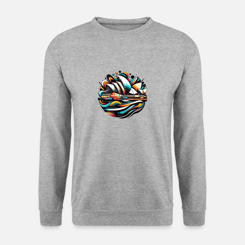 Sydney Oper abstrakt - Unisex Pullover - Weißgrau meliert