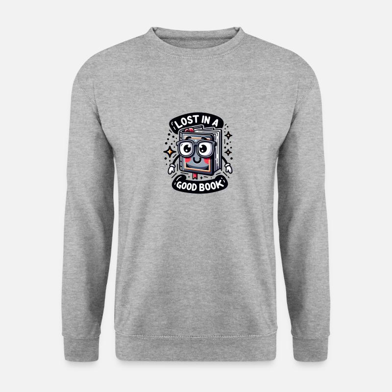 Lost in a good book - Unisex Pullover - Weißgrau meliert