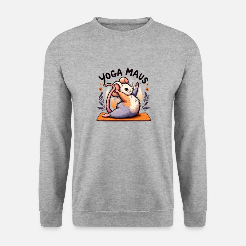 Die Yoga Maus - Unisex Pullover - Weißgrau meliert