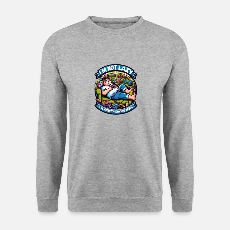 I'm not Lazy im Energy Saving Mode - Unisex Pullover - Weißgrau meliert