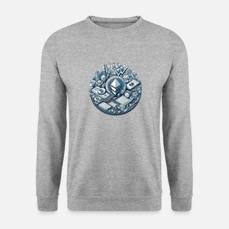 Bitcoin Cryptowelt 3 - Unisex Pullover - Weißgrau meliert