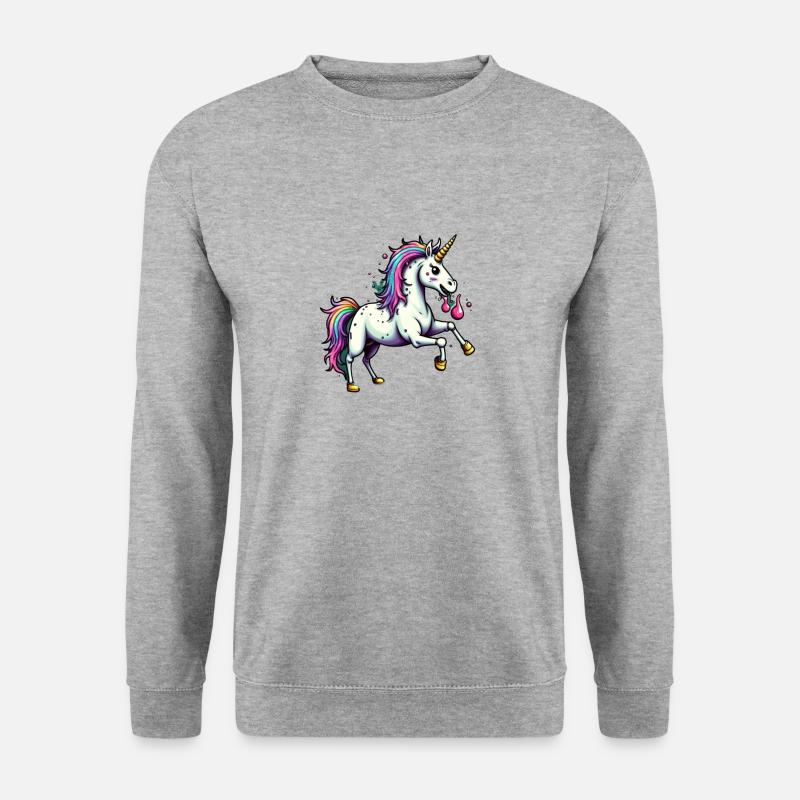 Verrücktes Einhorn - Unisex Pullover - Weißgrau meliert