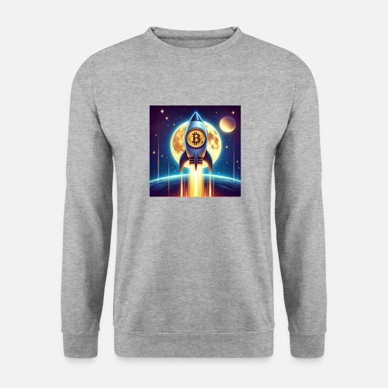 Bitcoin moon rocket - Unisex Pullover - Weißgrau meliert
