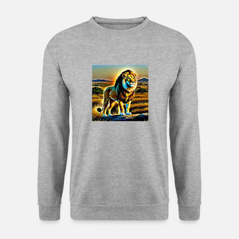Löwe - Unisex Pullover - Weißgrau meliert