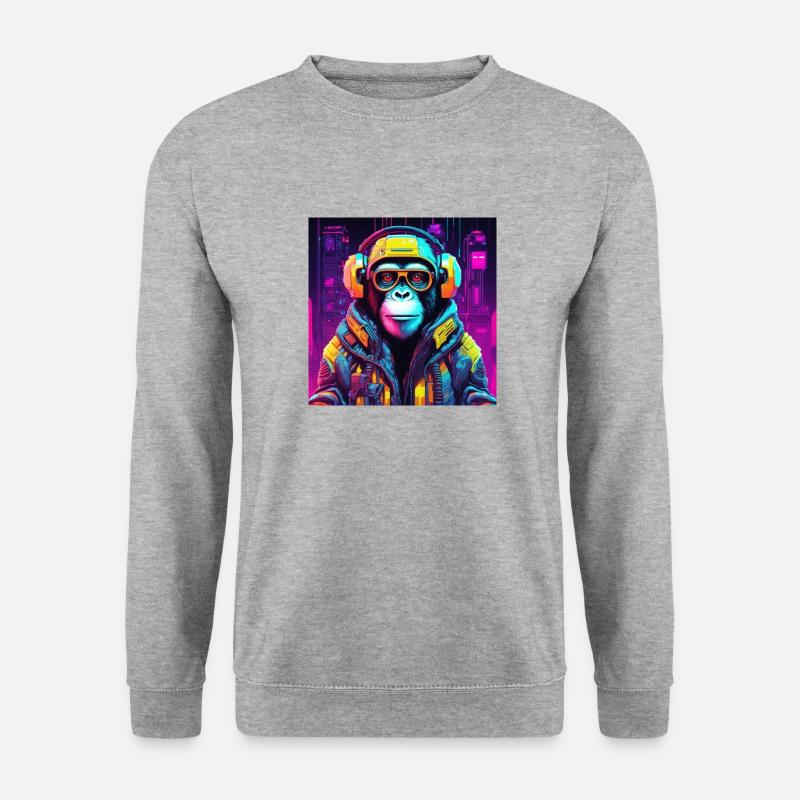 Nft Affe - Unisex Pullover - Weißgrau meliert