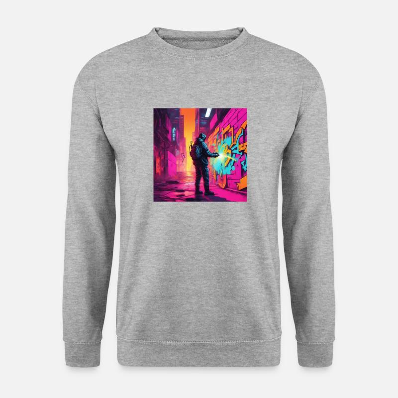 Graffiti Sprayer - Unisex Pullover - Weißgrau meliert
