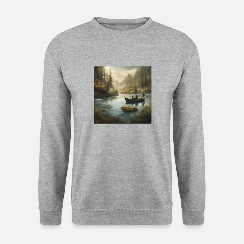 Fishing Trip - Unisex Pullover - Weißgrau meliert