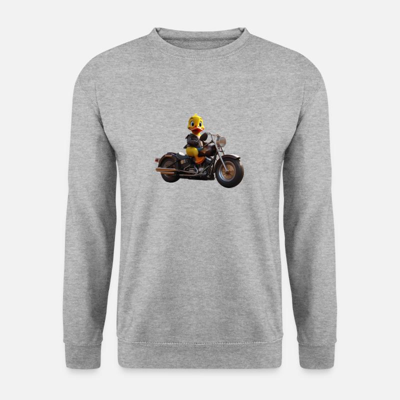 Motorrad Ente - Unisex Pullover - Weißgrau meliert