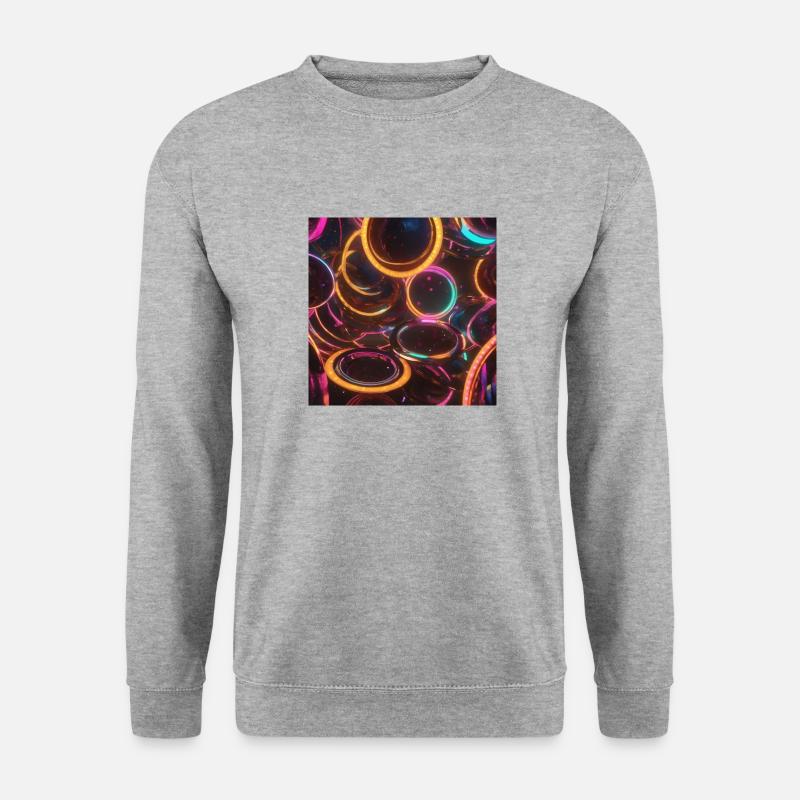 Neon Ringe - Unisex Pullover - Weißgrau meliert