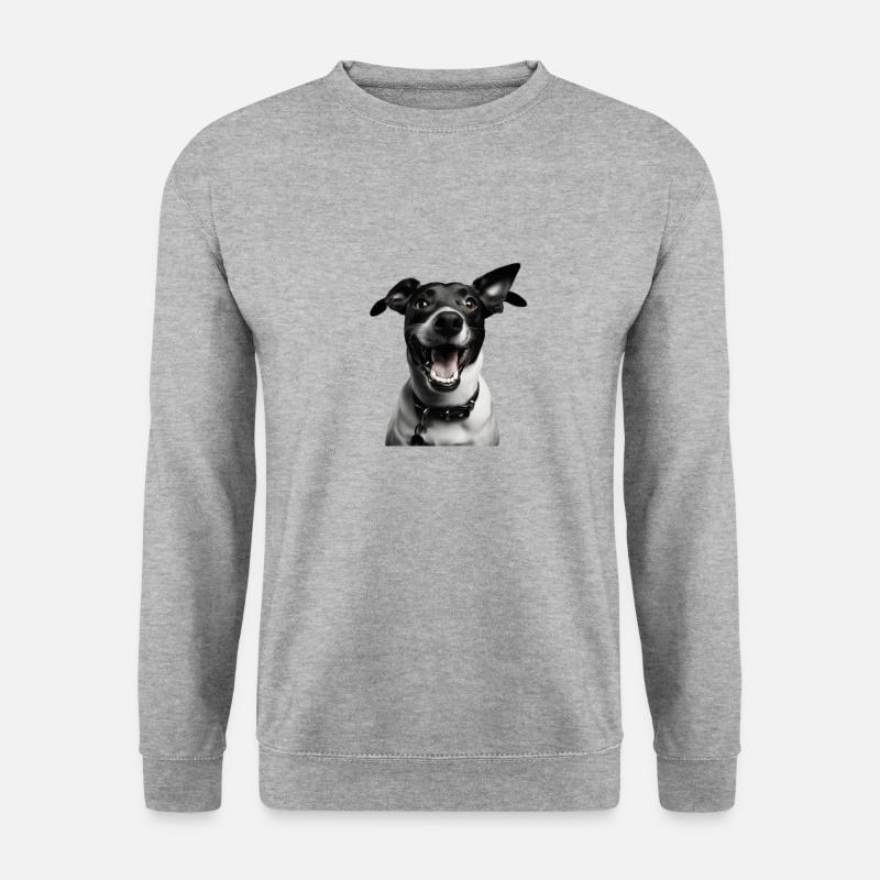 Hund Schwarz Weiss - Unisex Pullover - Weißgrau meliert