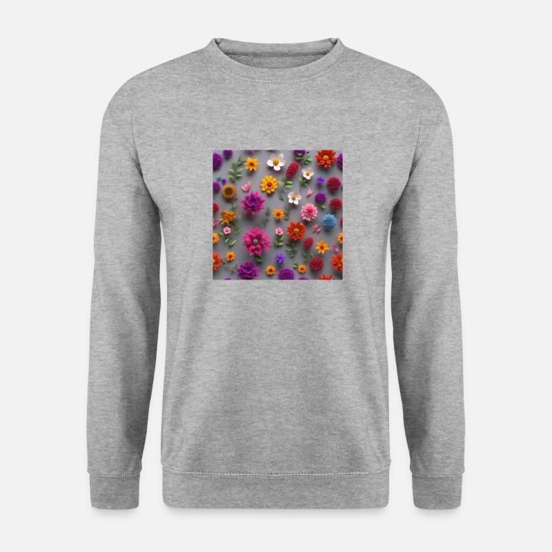 Blumen - Unisex Pullover - Weißgrau meliert