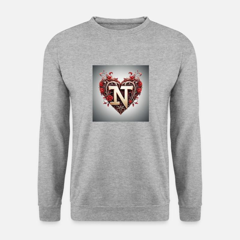 Heart "N" - Unisex Pullover - Weißgrau meliert
