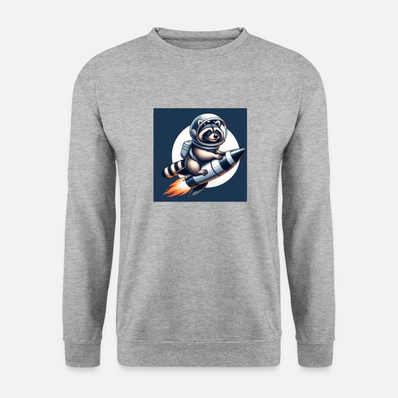 Raketen Waschbär - Unisex Pullover - Weißgrau meliert