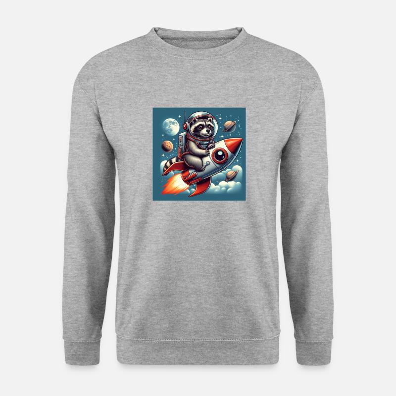 Raketen Waschbär - Unisex Pullover - Weißgrau meliert