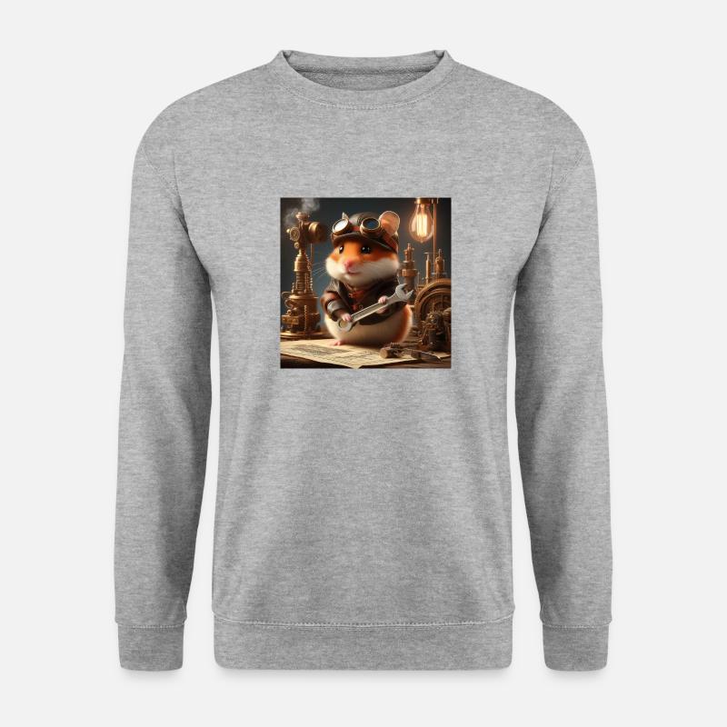 SteampunkHamster - Unisex Pullover - Weißgrau meliert