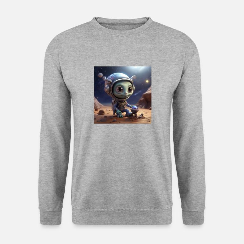 Lustiges Alien - Unisex Pullover - Weißgrau meliert