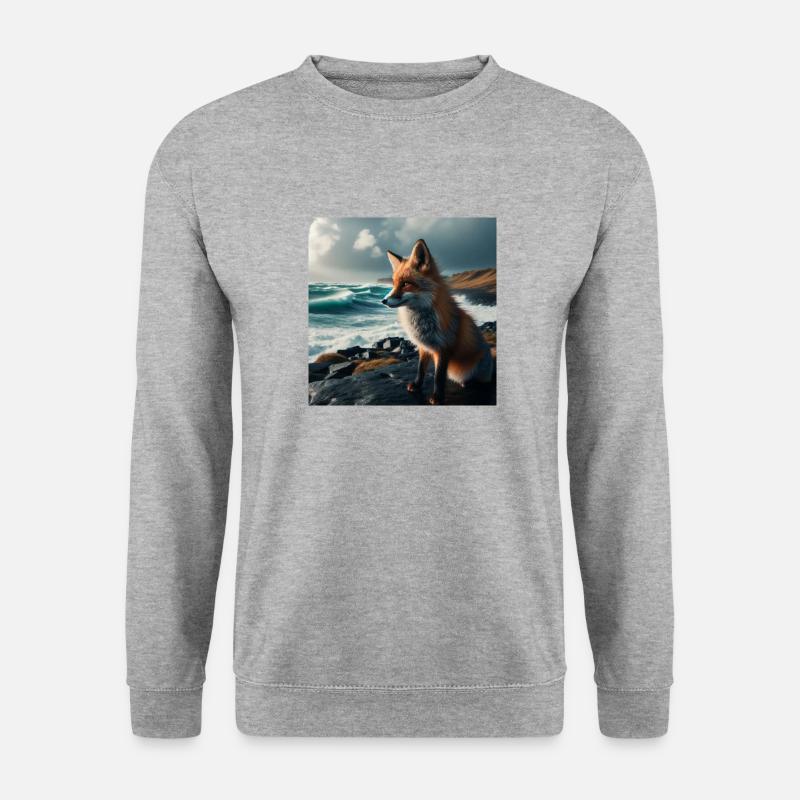 Fuchs am Meer - Unisex Pullover - Weißgrau meliert