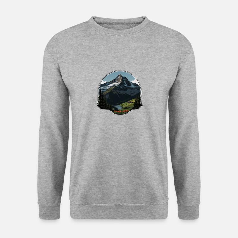 Schweizer Berge - Unisex Pullover - Weißgrau meliert