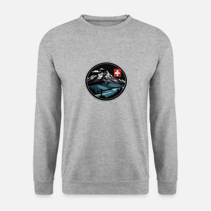 Schweizer Berge - Unisex Pullover - Weißgrau meliert