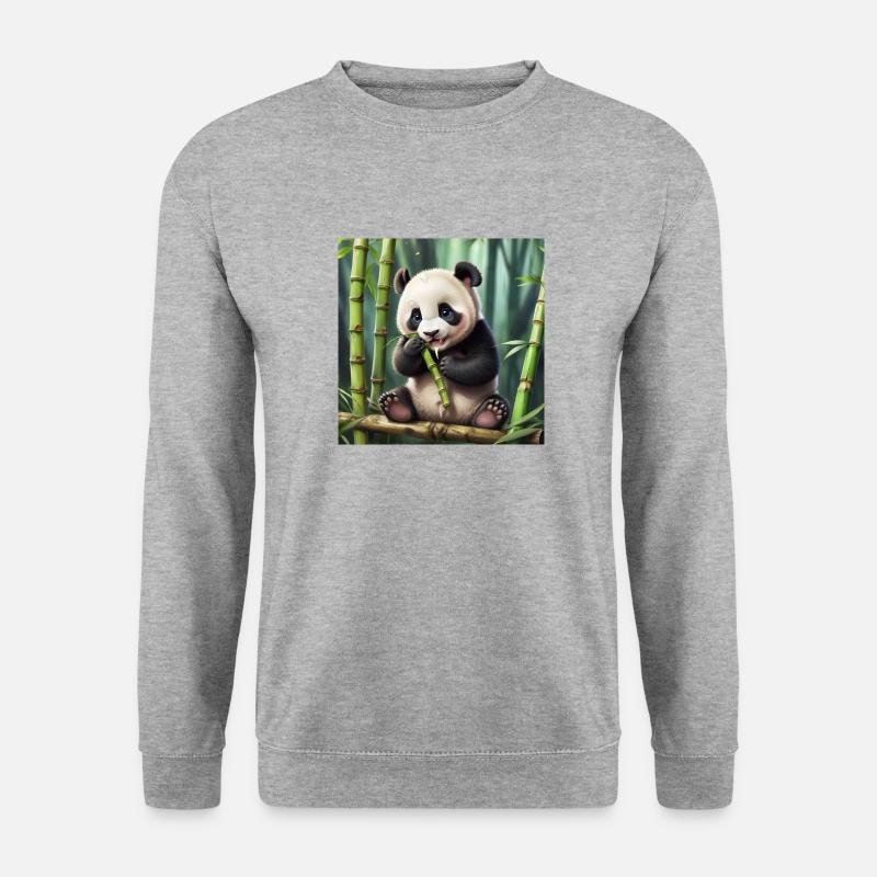 Panda - Unisex Pullover - Weißgrau meliert