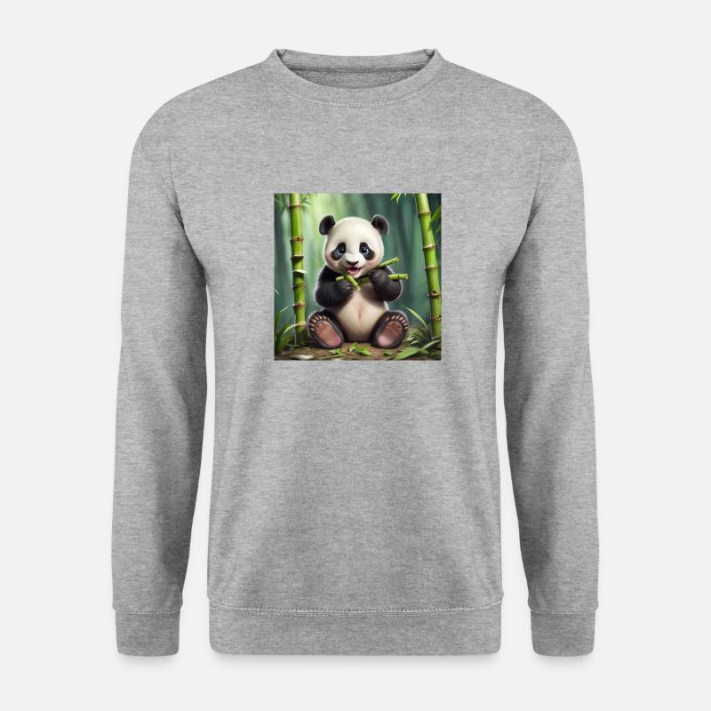 Panda - Unisex Pullover - Weißgrau meliert