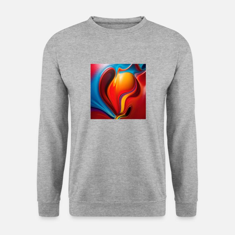 abstraktes Herz ♥️ - Unisex Pullover - Weißgrau meliert