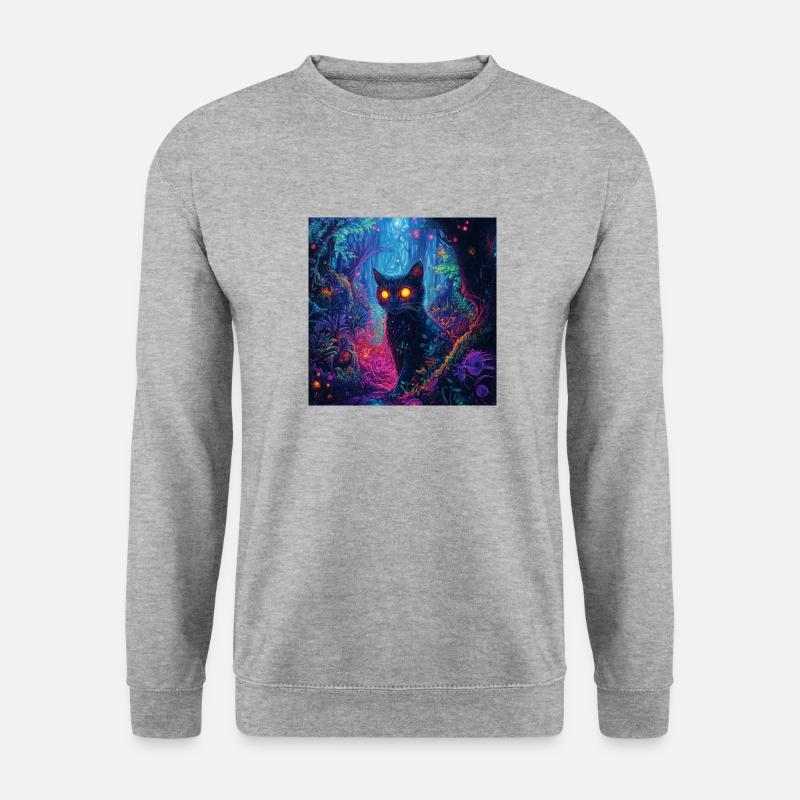 FANTASY Forest Cat - Unisex Pullover - Weißgrau meliert