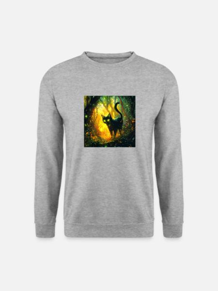 FANTASY Forest Cat 6 - Unisex Pullover - Weißgrau meliert