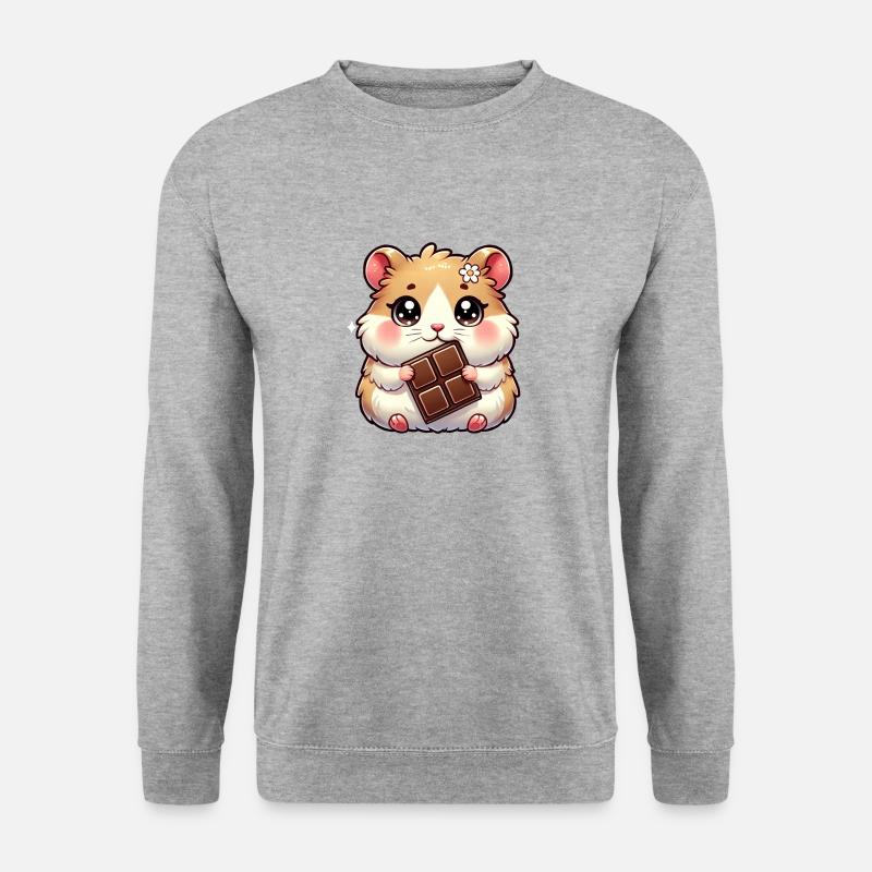 Schoko Hamster - Unisex Pullover - Weißgrau meliert