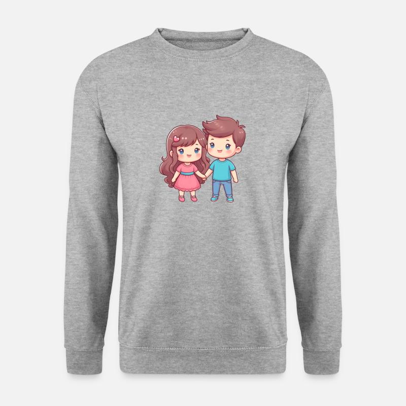 Comic Paar - Unisex Pullover - Weißgrau meliert