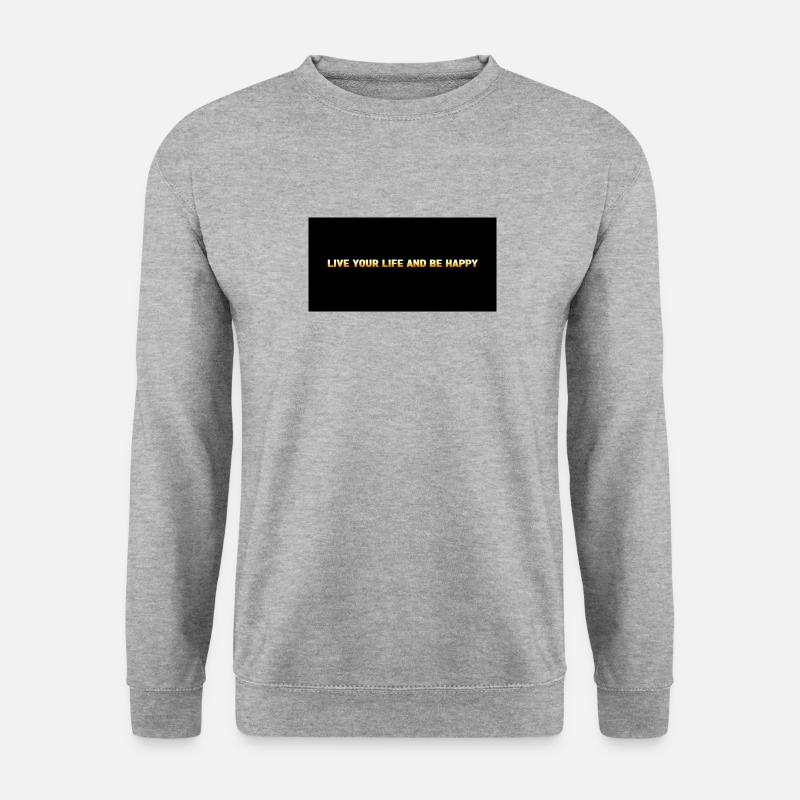 Lebe und Happy - Unisex Pullover - Weißgrau meliert