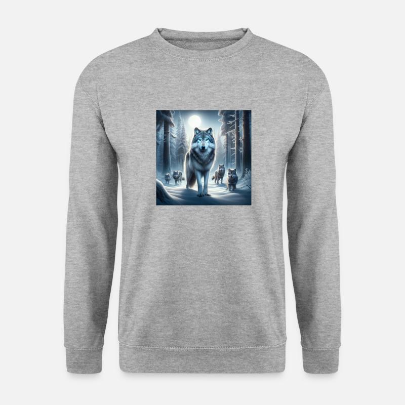 Bilder mit Wölfen - Unisex Pullover - Weißgrau meliert
